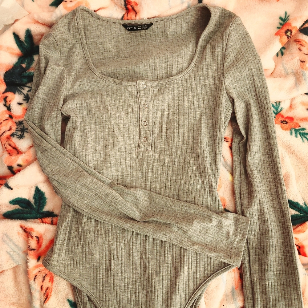 Grey Ribbed Bodysuit